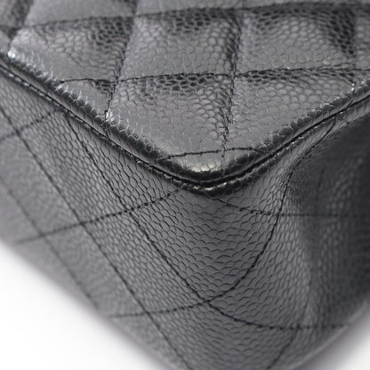 マトラッセ Wフラップ Wチェーンショルダーバッグ キャビアスキン ブラック シルバー金具 シャネル