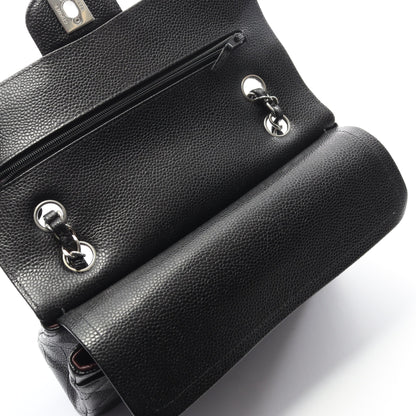 マトラッセ Wフラップ Wチェーンショルダーバッグ キャビアスキン ブラック シルバー金具 シャネル