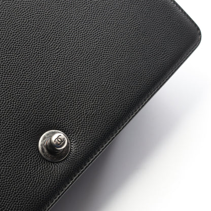 ボーイシャネル チェーンショルダーバッグ キャビアスキン ブラック アンティークシルバー金具 シャネル