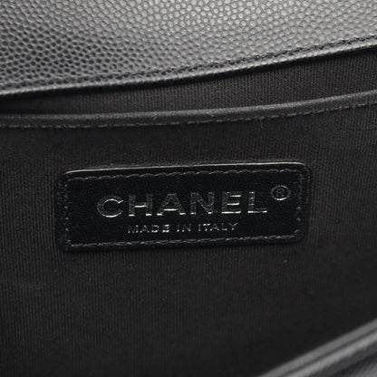 ボーイシャネル チェーンショルダーバッグ キャビアスキン ブラック アンティークシルバー金具 シャネル