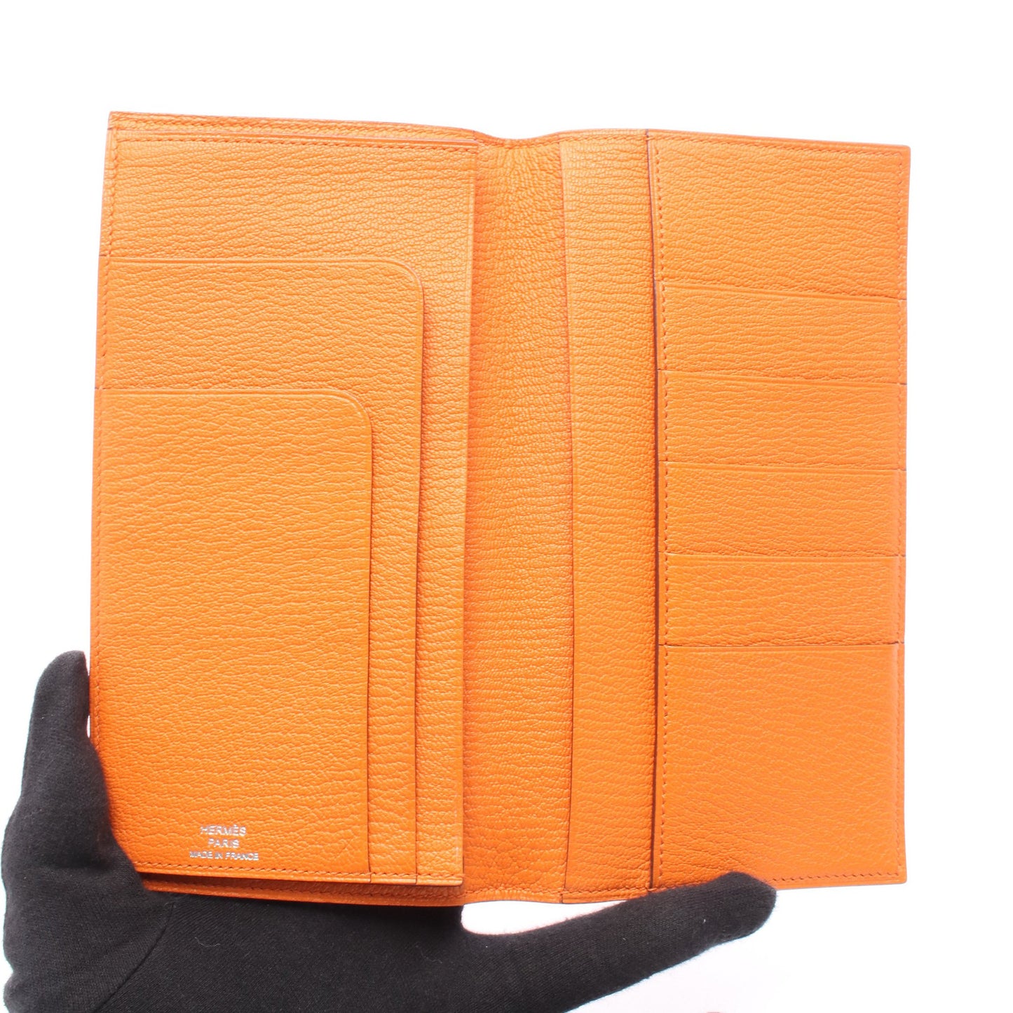 エヴリン ロングウォレット 二つ折り長財布 シェーブル オレンジ □N刻印 エルメス