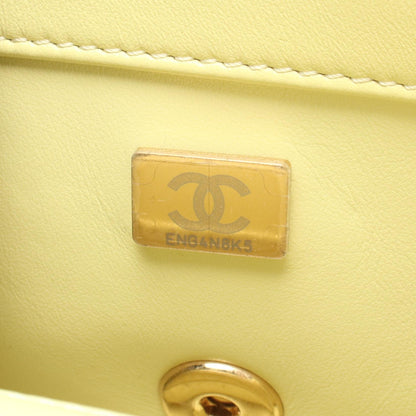 マトラッセ ココマーク チェーンショルダーバッグ レザー ライトイエロー ゴールド金具 シャネル バッグ CHANEL