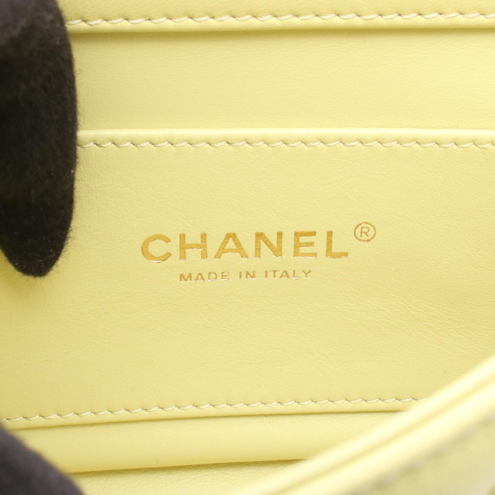 マトラッセ ココマーク チェーンショルダーバッグ レザー ライトイエロー ゴールド金具 シャネル バッグ CHANEL