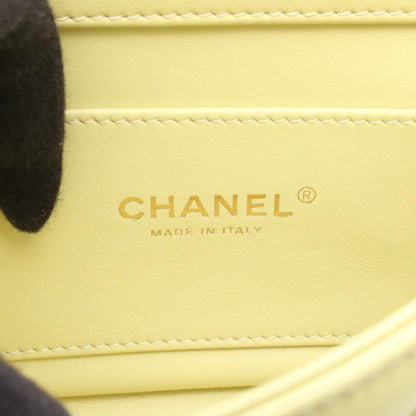 マトラッセ ココマーク チェーンショルダーバッグ レザー ライトイエロー ゴールド金具 シャネル バッグ CHANEL