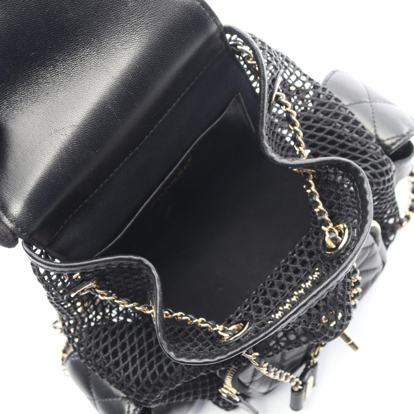 マトラッセ バックパック リュックサック ラムスキン ブラック ゴールド金具 メッシュ シャネル バッグ CHANEL