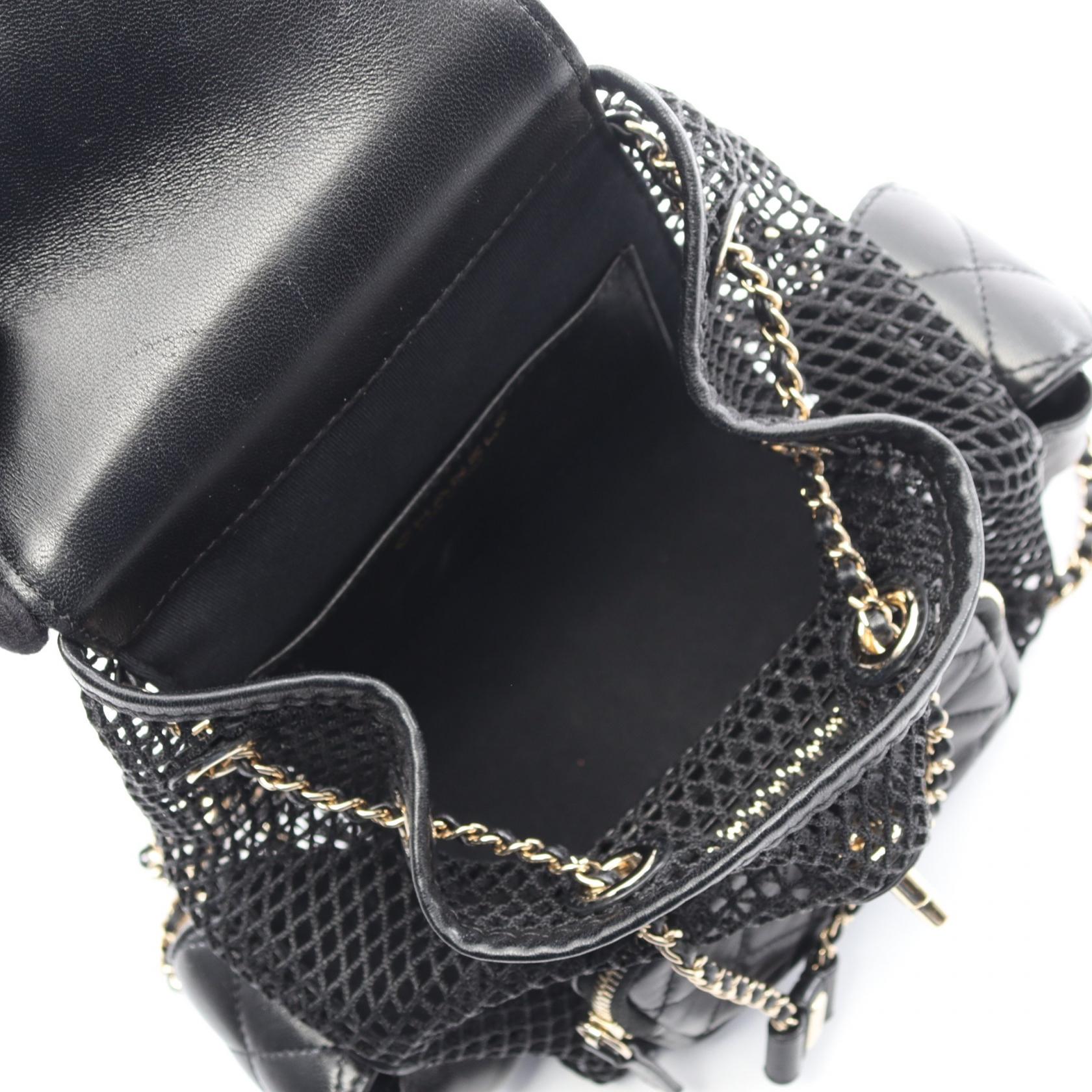 マトラッセ バックパック リュックサック ラムスキン ブラック ゴールド金具 メッシュ シャネル バッグ CHANEL