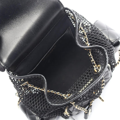 マトラッセ バックパック リュックサック ラムスキン ブラック ゴールド金具 メッシュ シャネル バッグ CHANEL