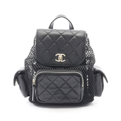 マトラッセ バックパック リュックサック ラムスキン ブラック ゴールド金具 メッシュ シャネル バッグ CHANEL