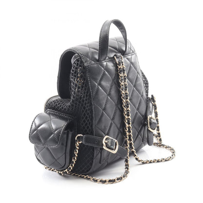 マトラッセ バックパック リュックサック ラムスキン ブラック ゴールド金具 メッシュ シャネル バッグ CHANEL