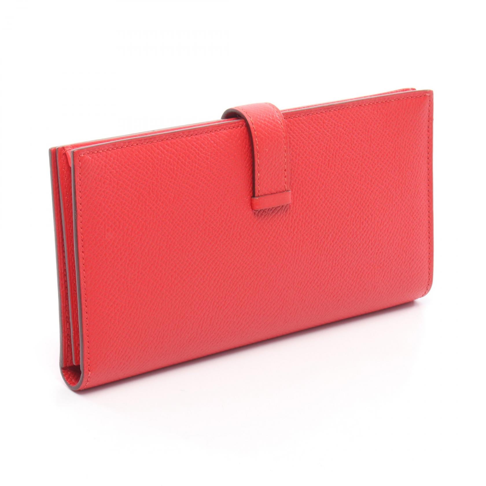 ベアンスフレ ルージュトマト 二つ折り長財布 ヴォーエプソン レッド