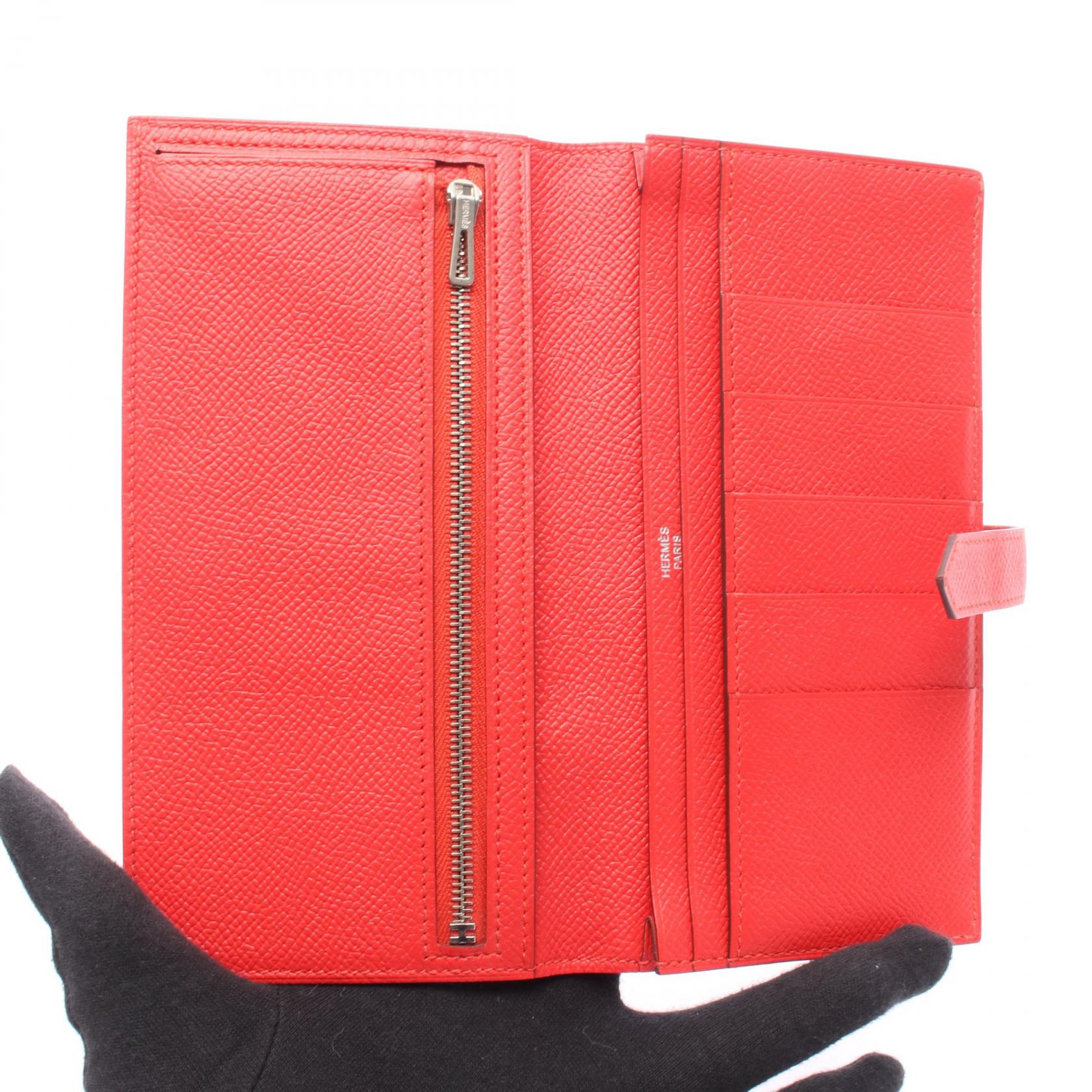 ベアンスフレ ルージュトマト 二つ折り長財布 ヴォーエプソン レッド