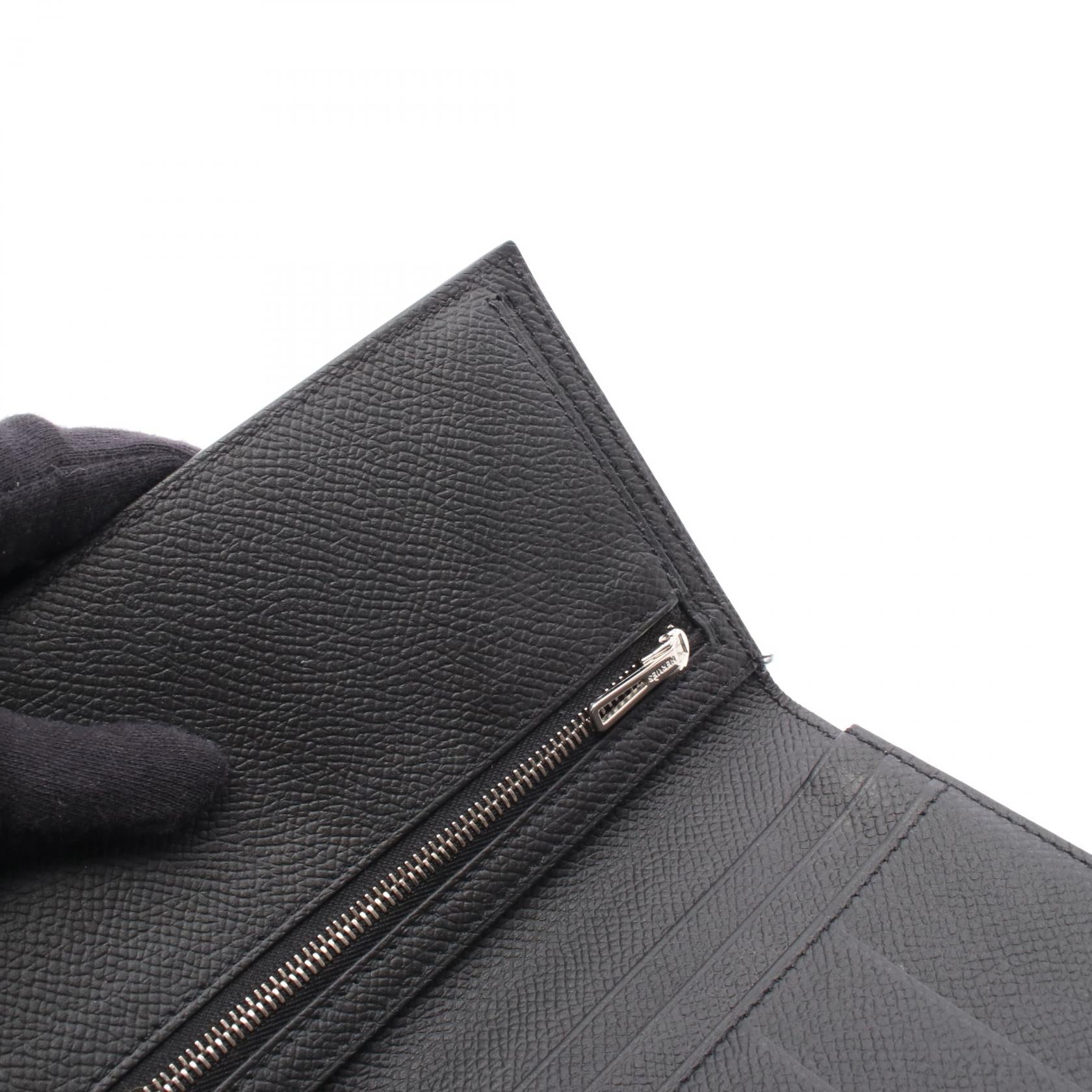 ベアンスフレ 二つ折り長財布 ヴォーエプソン ブラック ブラック金具 U刻印 エルメス 財布・小物 HERMES