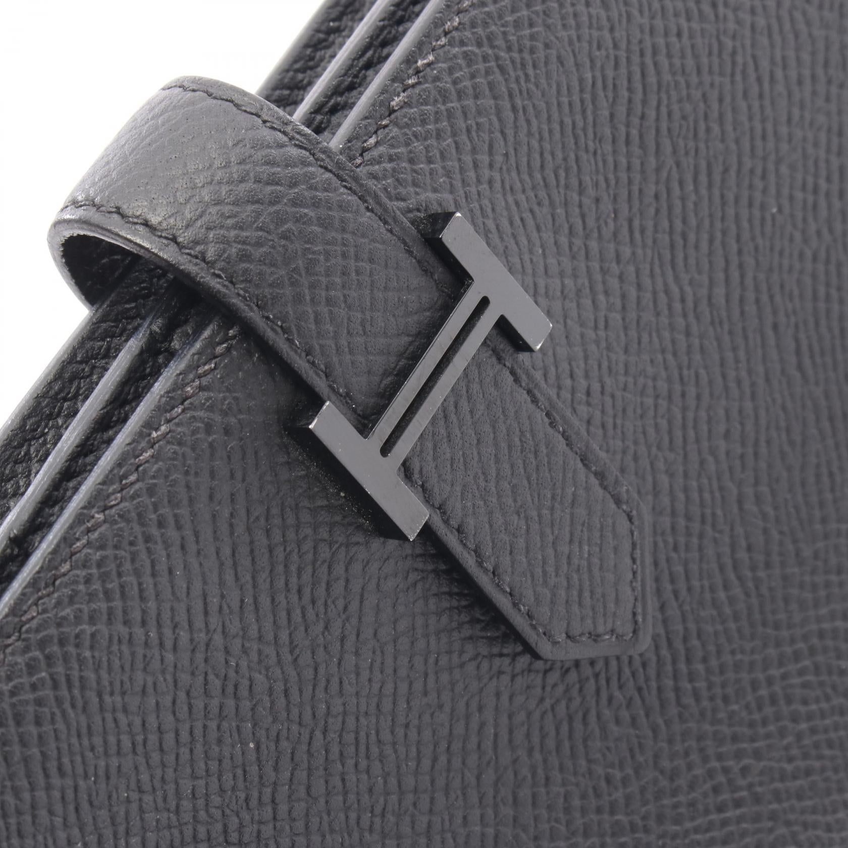 ベアンスフレ 二つ折り長財布 ヴォーエプソン ブラック ブラック金具 U