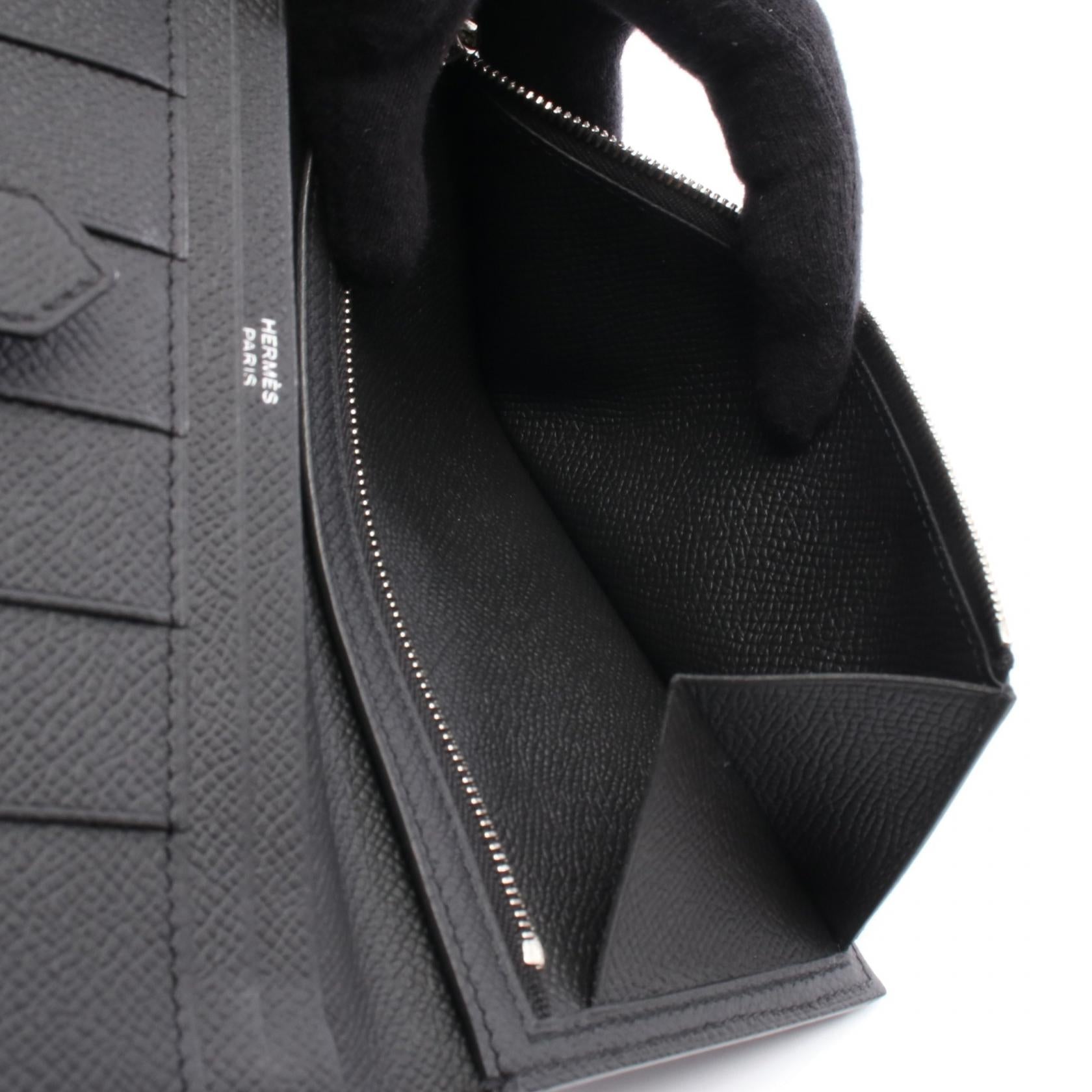 ベアンスフレ 二つ折り長財布 ヴォーエプソン ブラック ブラック金具 U刻印 エルメス 財布・小物 HERMES