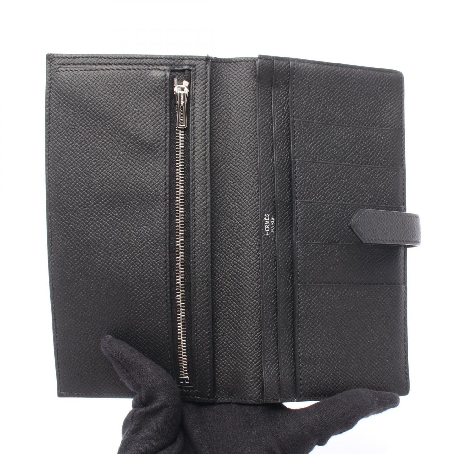 ベアンスフレ 二つ折り長財布 ヴォーエプソン ブラック ブラック金具 U刻印 エルメス 財布・小物 HERMES