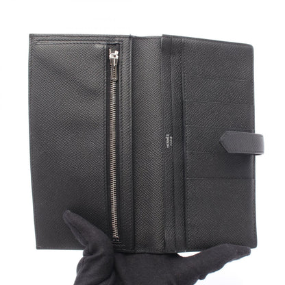 ベアンスフレ 二つ折り長財布 ヴォーエプソン ブラック ブラック金具 U刻印 エルメス 財布・小物 HERMES