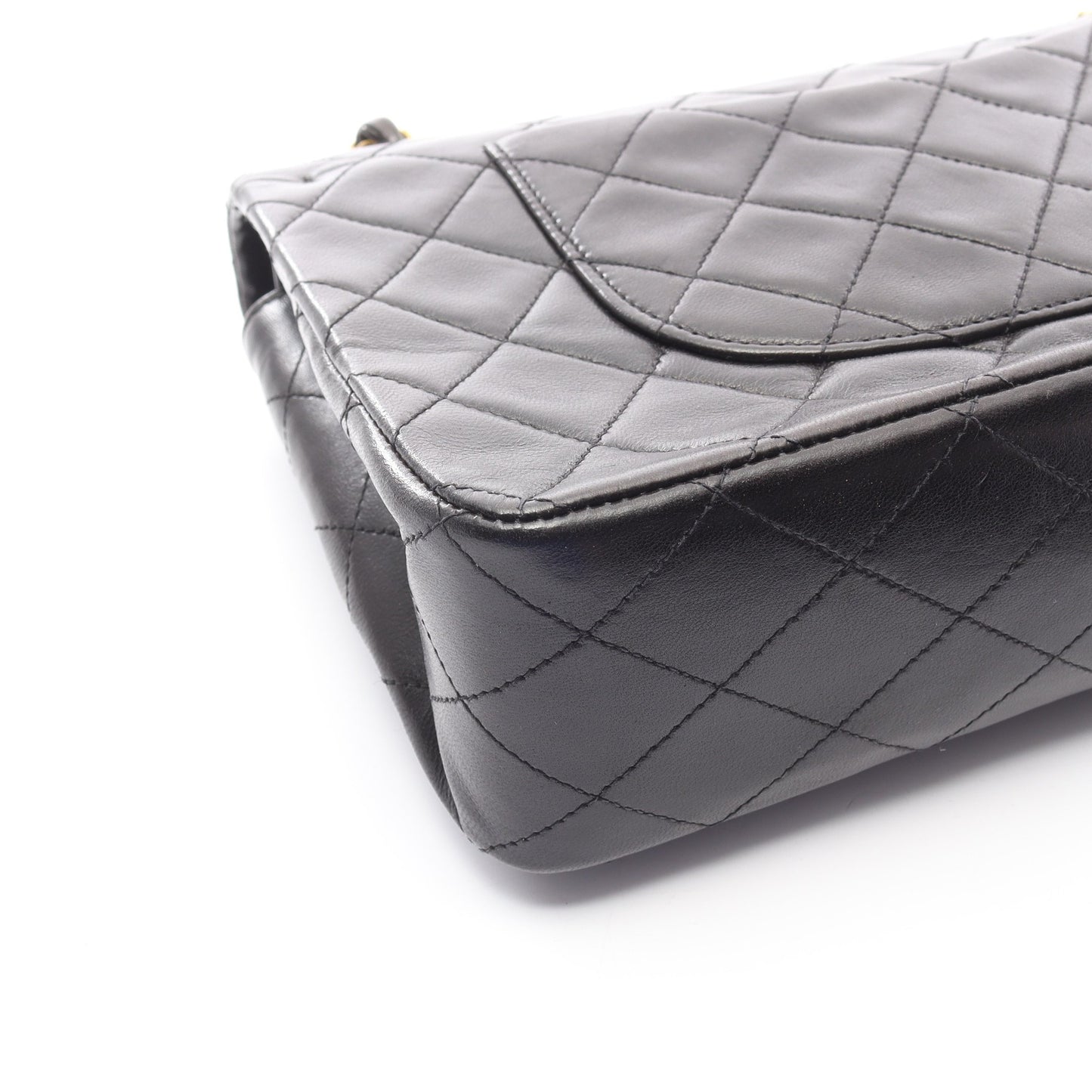 マトラッセ Wフラップ Wチェーンショルダーバッグ ラムスキン ブラック ゴールド金具 シャネル バッグ CHANEL
