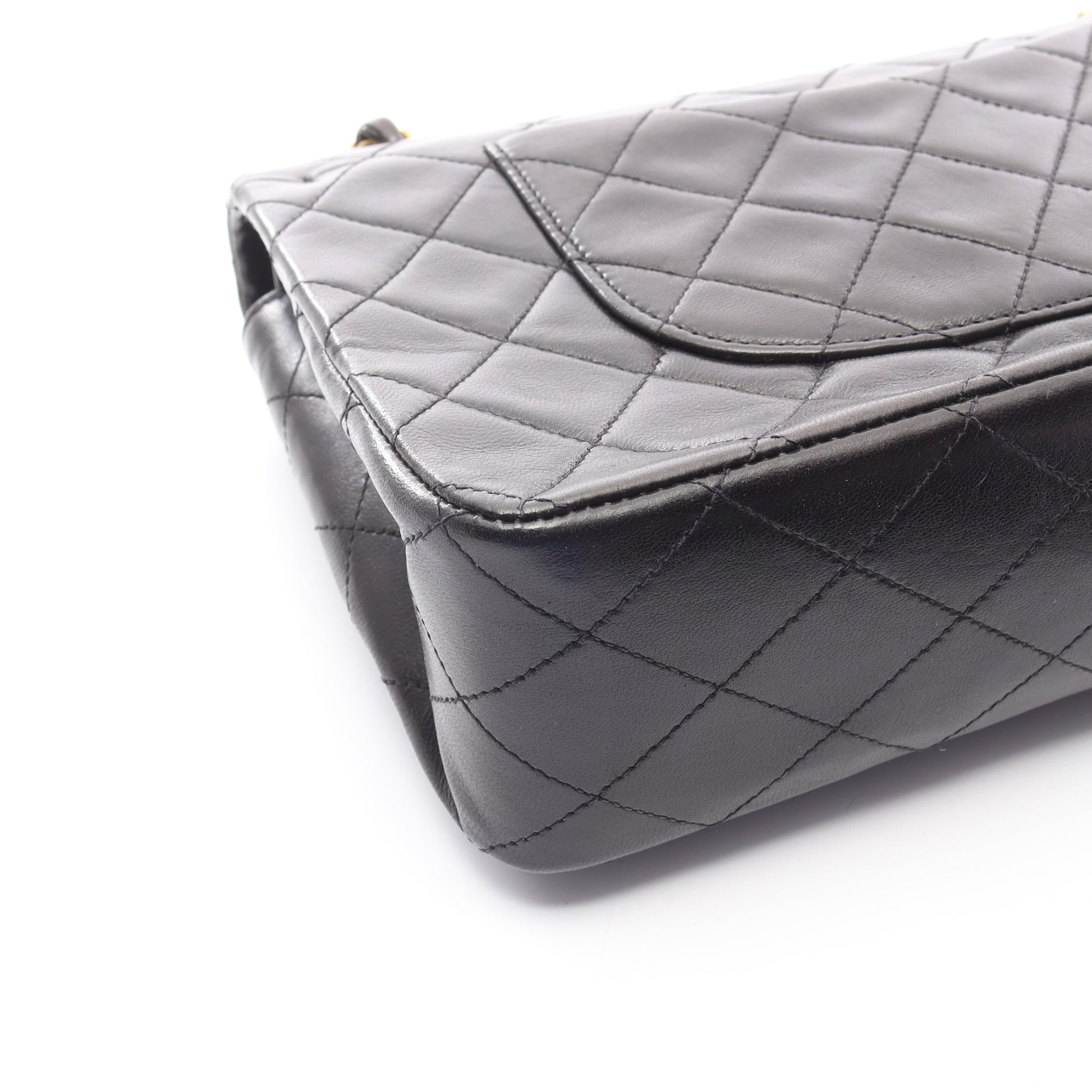 マトラッセ Wフラップ Wチェーンショルダーバッグ ラムスキン ブラック ゴールド金具 シャネル バッグ CHANEL