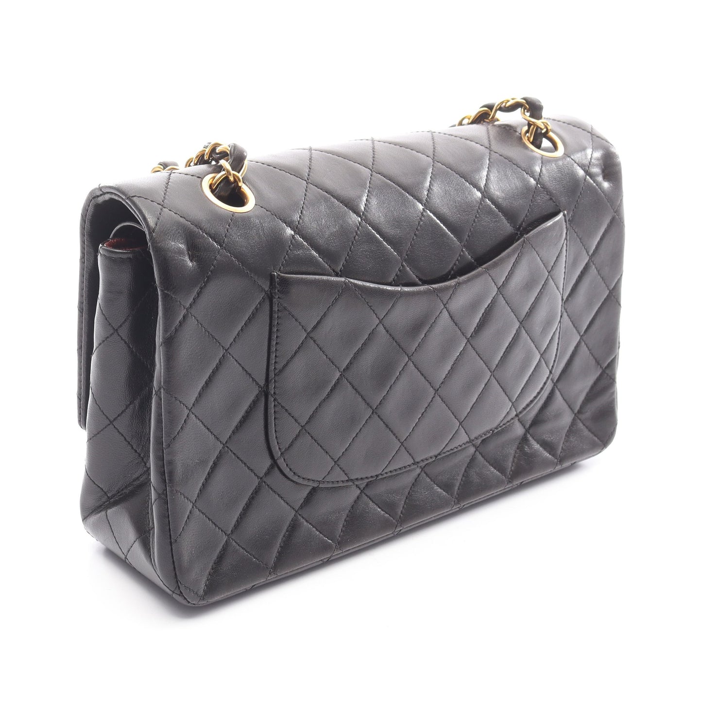 マトラッセ Wフラップ Wチェーンショルダーバッグ ラムスキン ブラック ゴールド金具 シャネル バッグ CHANEL