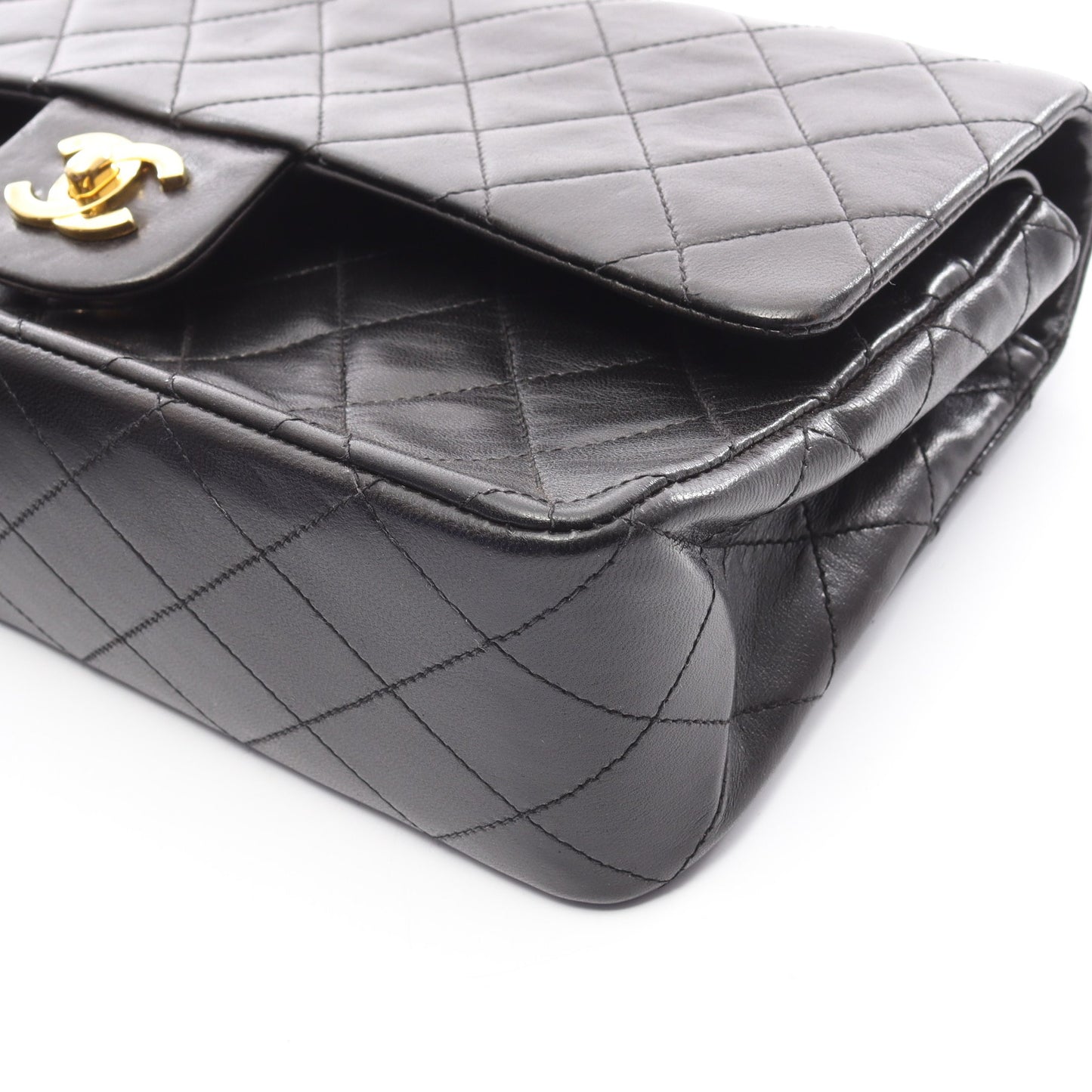 マトラッセ Wフラップ Wチェーンショルダーバッグ ラムスキン ブラック ゴールド金具 シャネル バッグ CHANEL