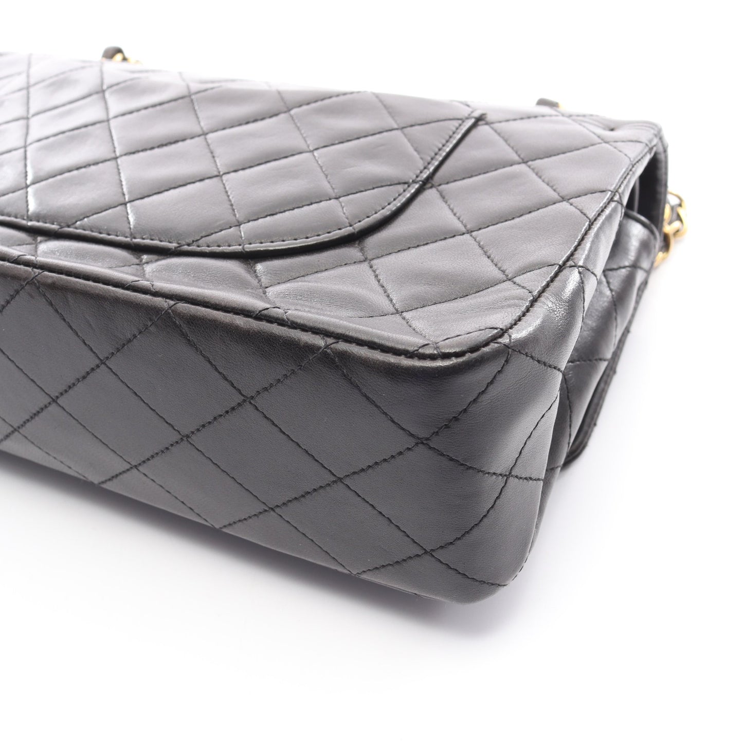 マトラッセ Wフラップ Wチェーンショルダーバッグ ラムスキン ブラック ゴールド金具 シャネル バッグ CHANEL