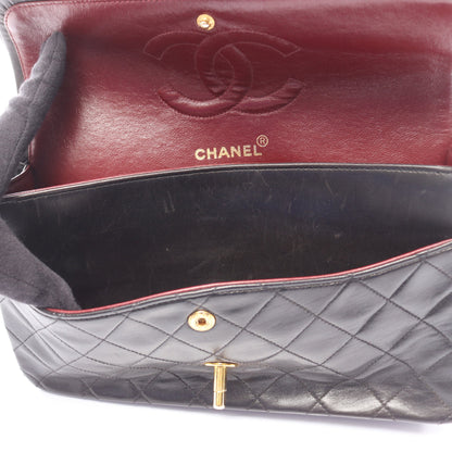 マトラッセ Wフラップ Wチェーンショルダーバッグ ラムスキン ブラック ゴールド金具 シャネル バッグ CHANEL