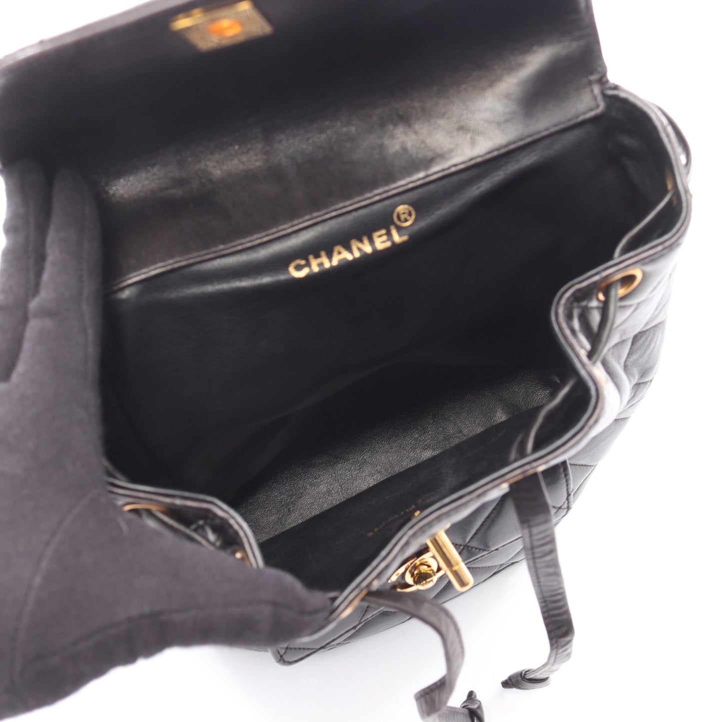 マトラッセ バックパック リュックサック ラムスキン ブラック ゴールド金具 シャネル バッグ CHANEL