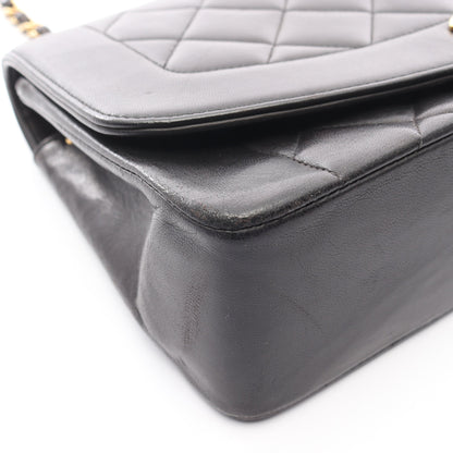 マトラッセ ダイアナフラップ チェーンショルダーバッグ ラムスキン ブラック ゴールド金具 シャネル バッグ CHANEL