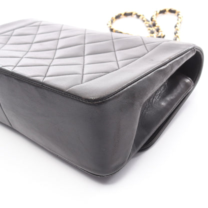 マトラッセ ダイアナフラップ チェーンショルダーバッグ ラムスキン ブラック ゴールド金具 シャネル バッグ CHANEL