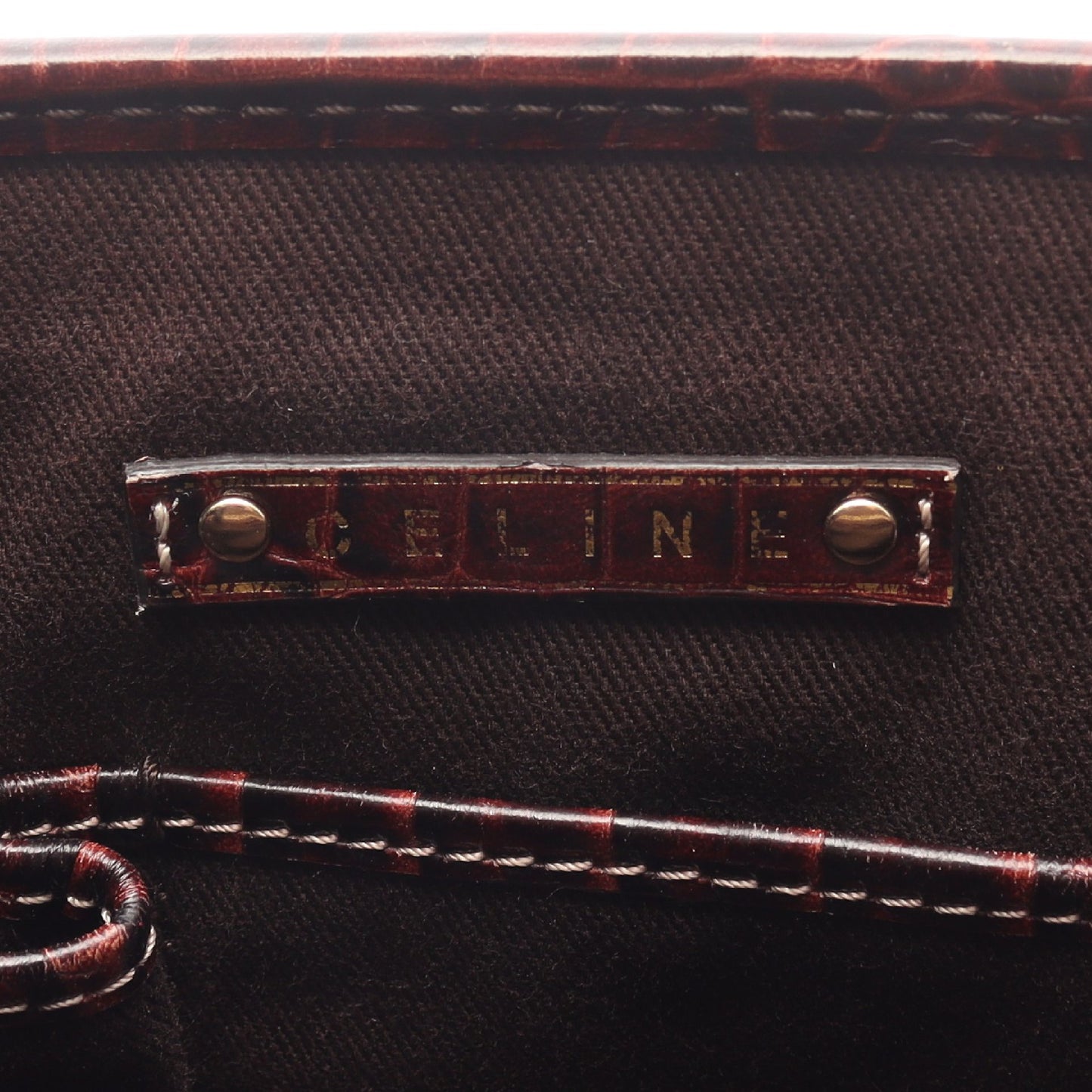 ブギーバッグ マカダム ハンドバッグ キャンバス レザー ピンクベージュ ダークブラウン 型押し セリーヌ バッグ CELINE