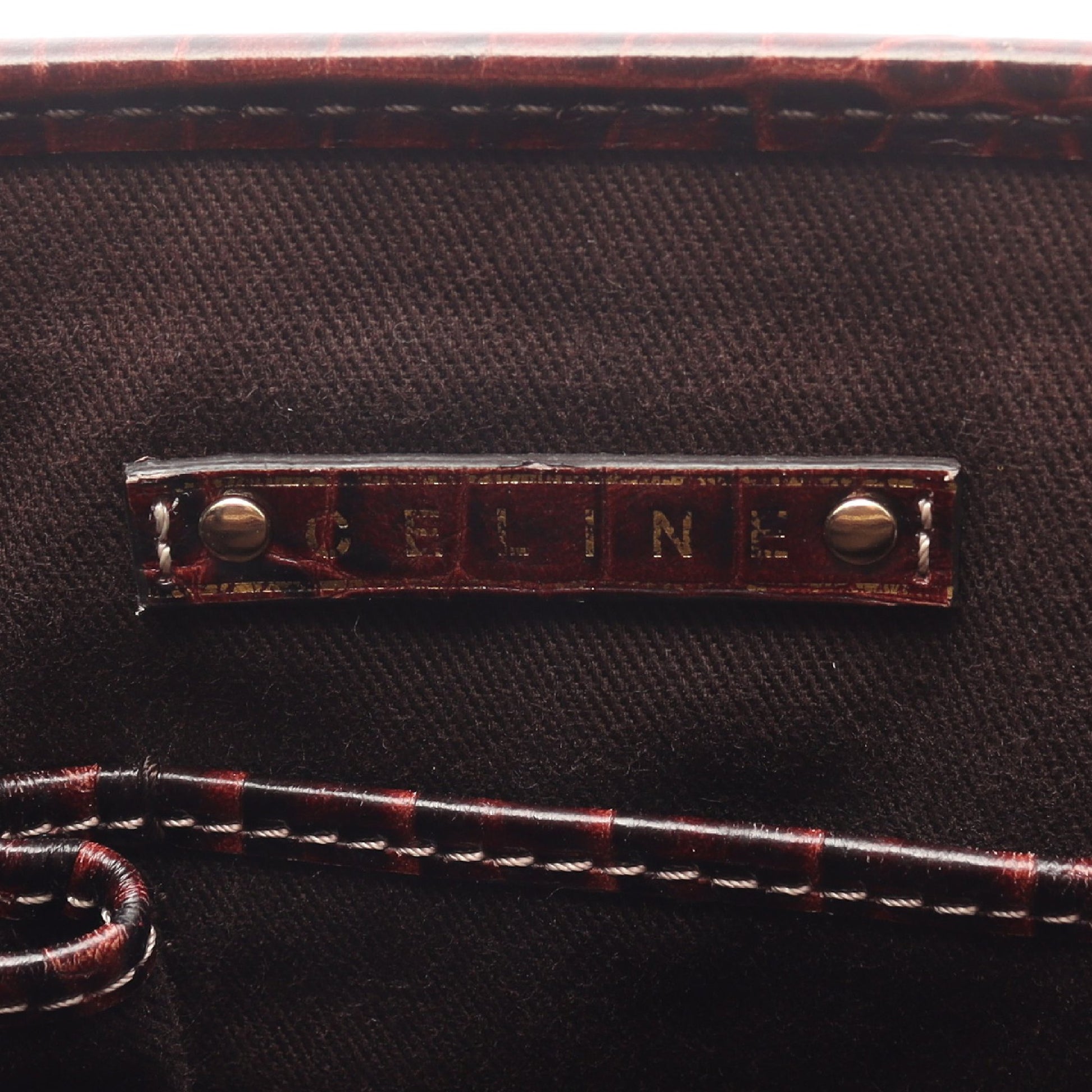 ブギーバッグ マカダム ハンドバッグ キャンバス レザー ピンクベージュ ダークブラウン 型押し セリーヌ バッグ CELINE
