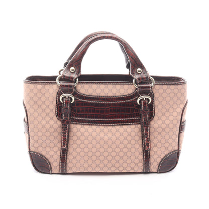 ブギーバッグ マカダム ハンドバッグ キャンバス レザー ピンクベージュ ダークブラウン 型押し セリーヌ バッグ CELINE