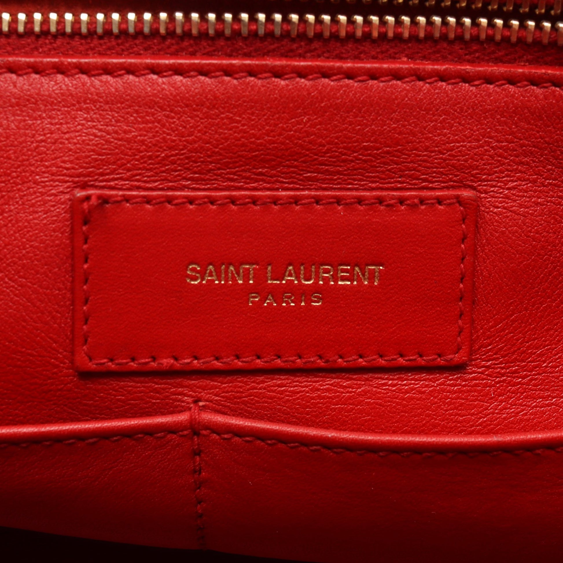 Yライン カバス ハンドバッグ レザー レッド サンローランパリ バッグ SAINT LAURENT PARIS
