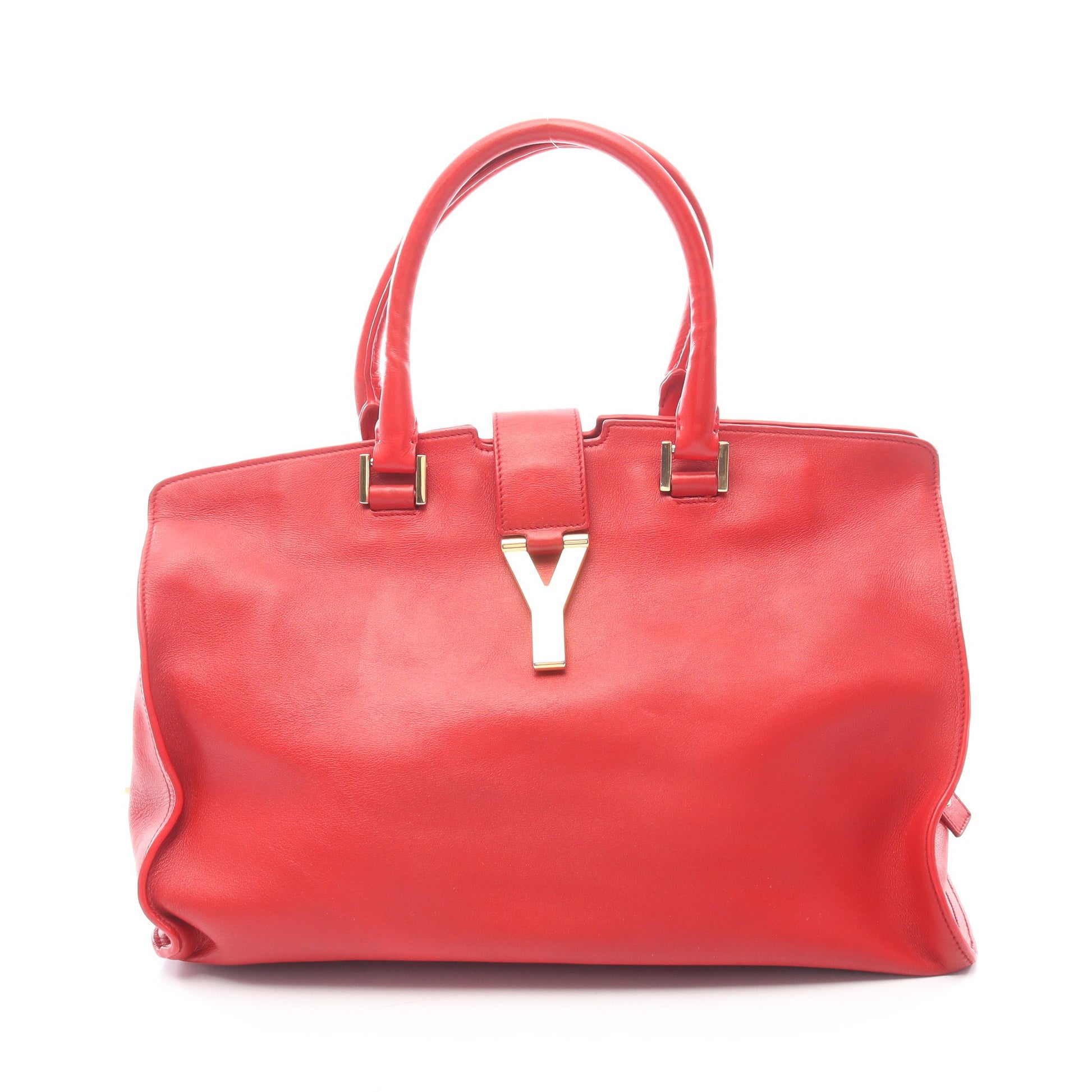 Yライン カバス ハンドバッグ レザー レッド サンローランパリ バッグ SAINT LAURENT PARIS