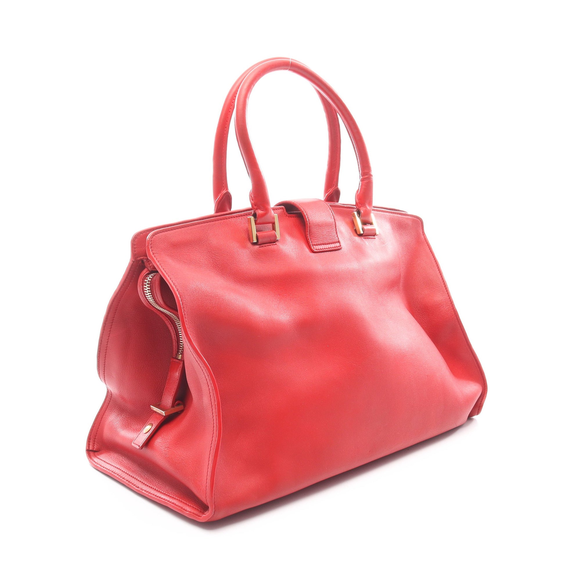 Yライン カバス ハンドバッグ レザー レッド サンローランパリ バッグ SAINT LAURENT PARIS
