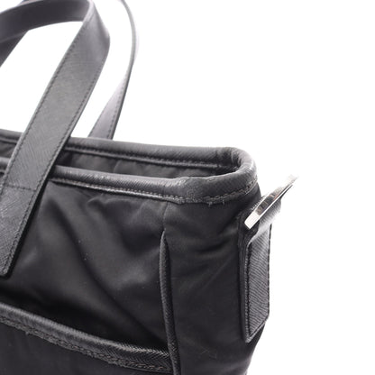 ハンドバッグ ナイロン サフィアーノレザー ブラック 三角プレート 2WAY プラダ バッグ PRADA