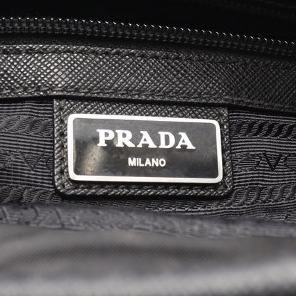 ハンドバッグ ナイロン サフィアーノレザー ブラック 三角プレート 2WAY プラダ バッグ PRADA