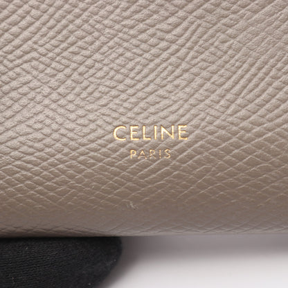 ミディアムストラップウォレット 二つ折り財布 レザー グレーブラウン ブルーグレー セリーヌ 財布・小物 CELINE