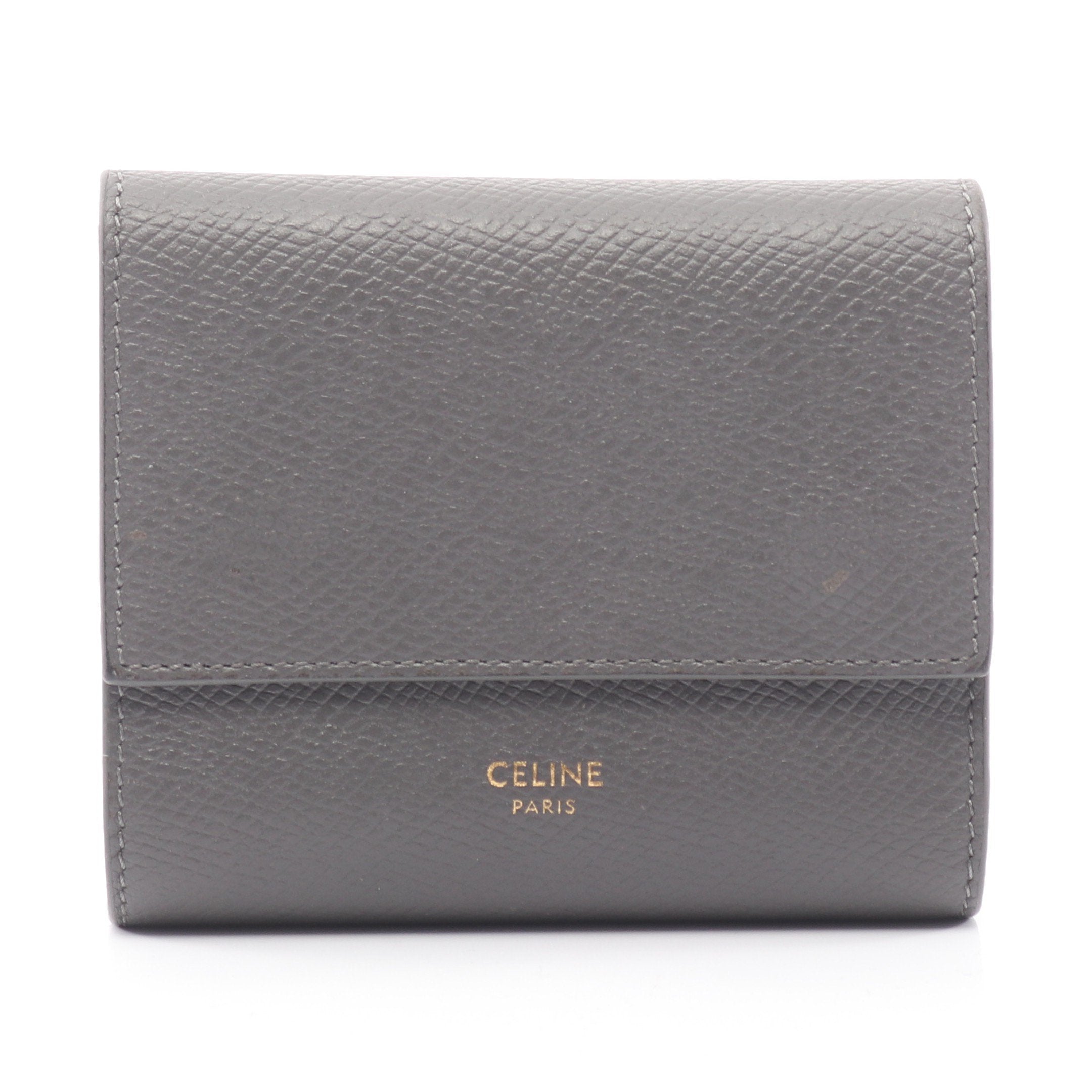 CELINE セリーヌ スモールトリフォールド ミニ財布 グレインレザー グレー CELINE セリーヌ スモール トリフォールド ウォレット 三つ折り財布