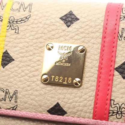 ヴィセトス 二つ折り長財布 PVC レザー ベージュ ピンク エムシーエム 財布・小物 MCM