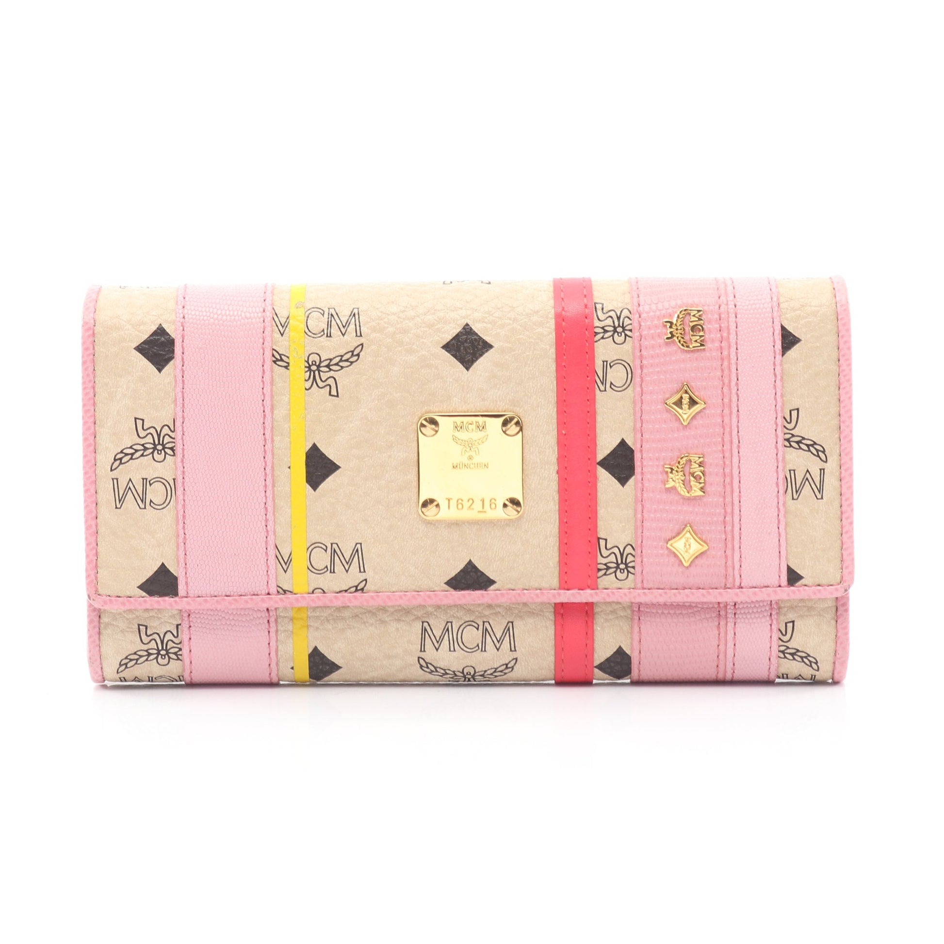 ヴィセトス 二つ折り長財布 PVC レザー ベージュ ピンク エムシーエム 財布・小物 MCM