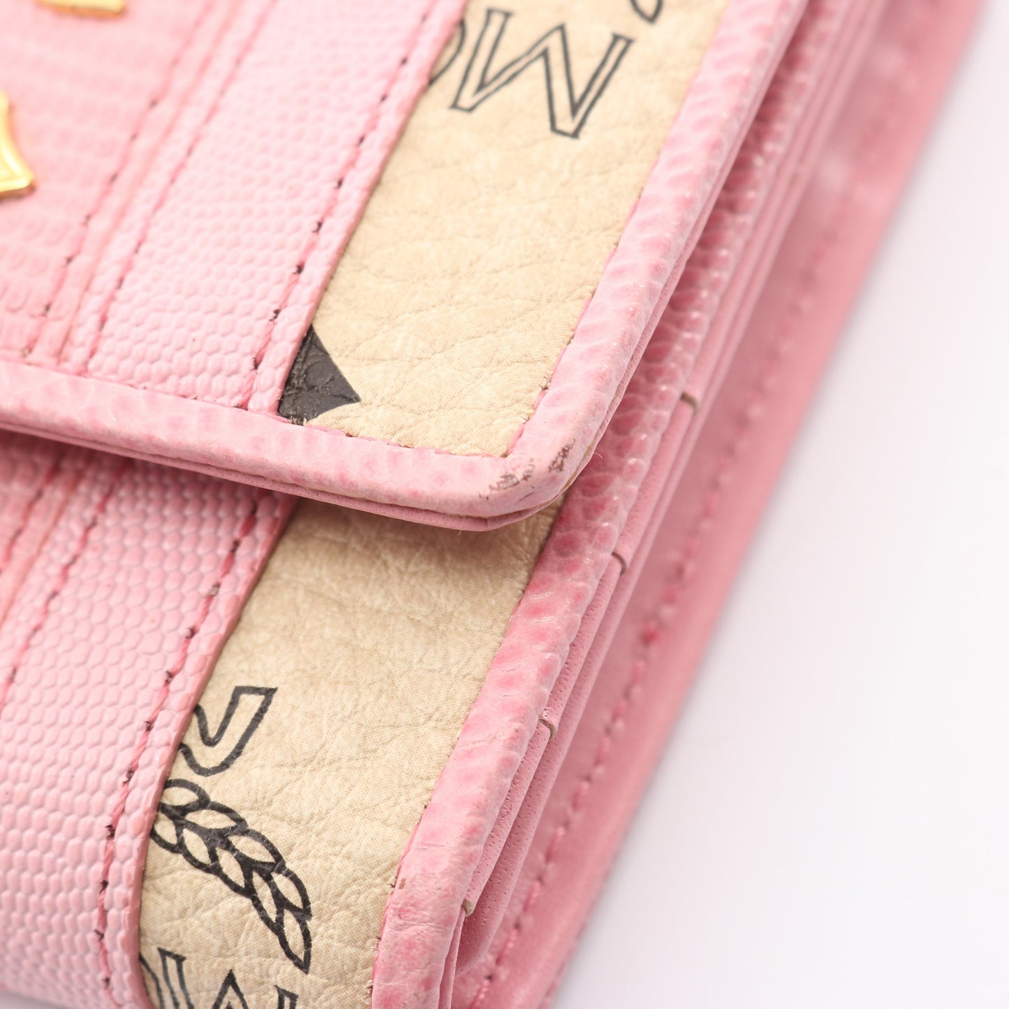 ヴィセトス 二つ折り長財布 PVC レザー ベージュ ピンク エムシーエム 財布・小物 MCM
