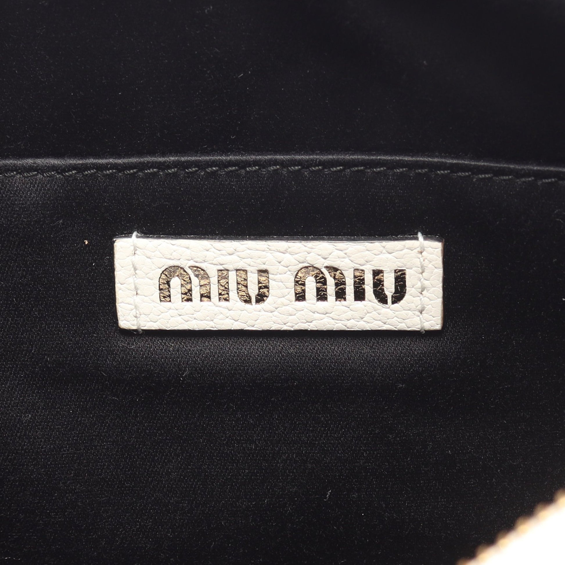 ロゴ ジャガード ショルダーバッグ キャンバス レザー オフホワイト ブラック ブラウン ミュウミュウ バッグ miu miu