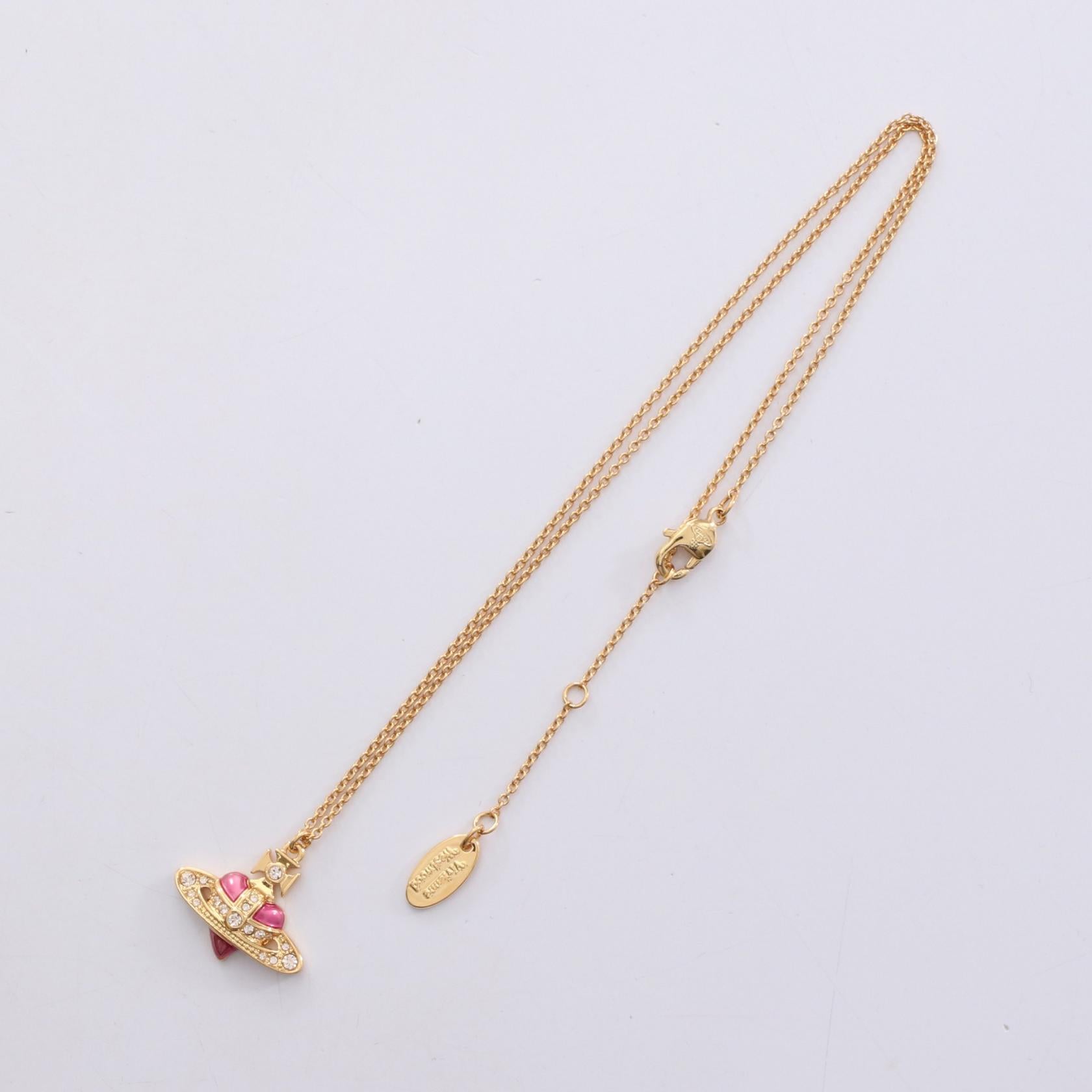 DIAMANTE HEART ネックレス GP（ゴールドメッキ） ラインストーン ゴールド ピンク クリア ヴィヴィアンウエストウッド アクセサリー Vivienne Westwood