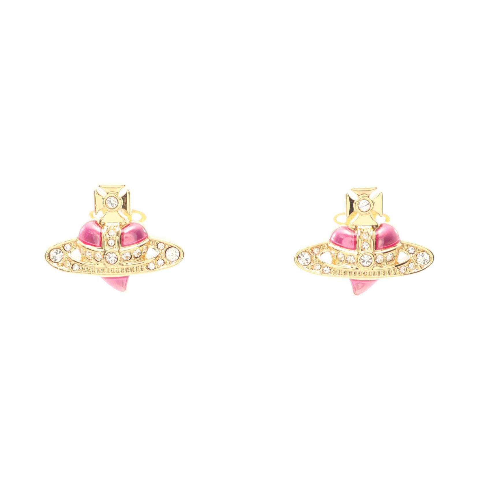 NEW DIAMANTE HEART ピアス GP（ゴールドメッキ） ラインストーン ゴールド ピンク クリア ヴィヴィアンウエストウッド アクセサリー Vivienne Westwood