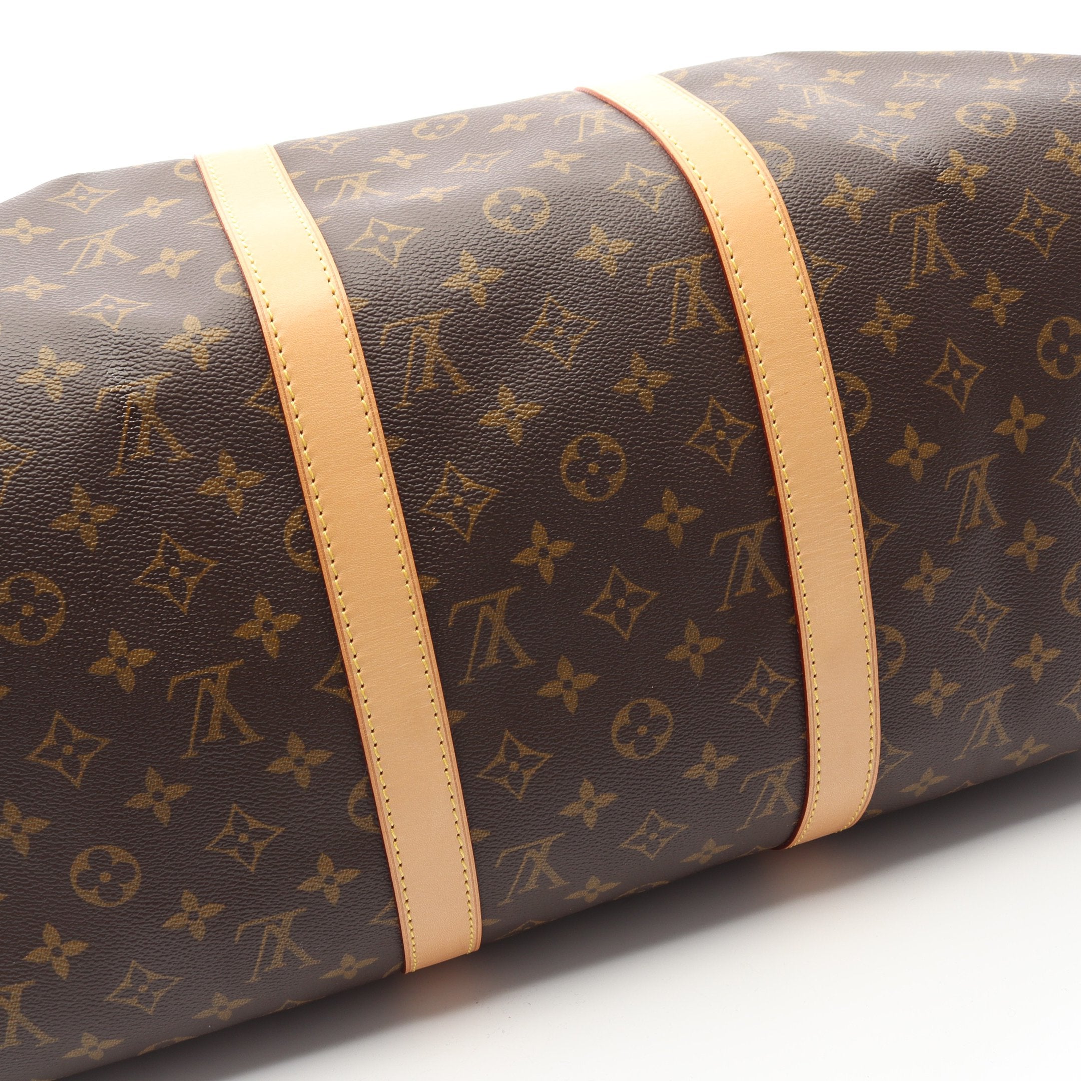 キーポル50 モノグラム ボストンバッグ PVC レザー ブラウン ルイ