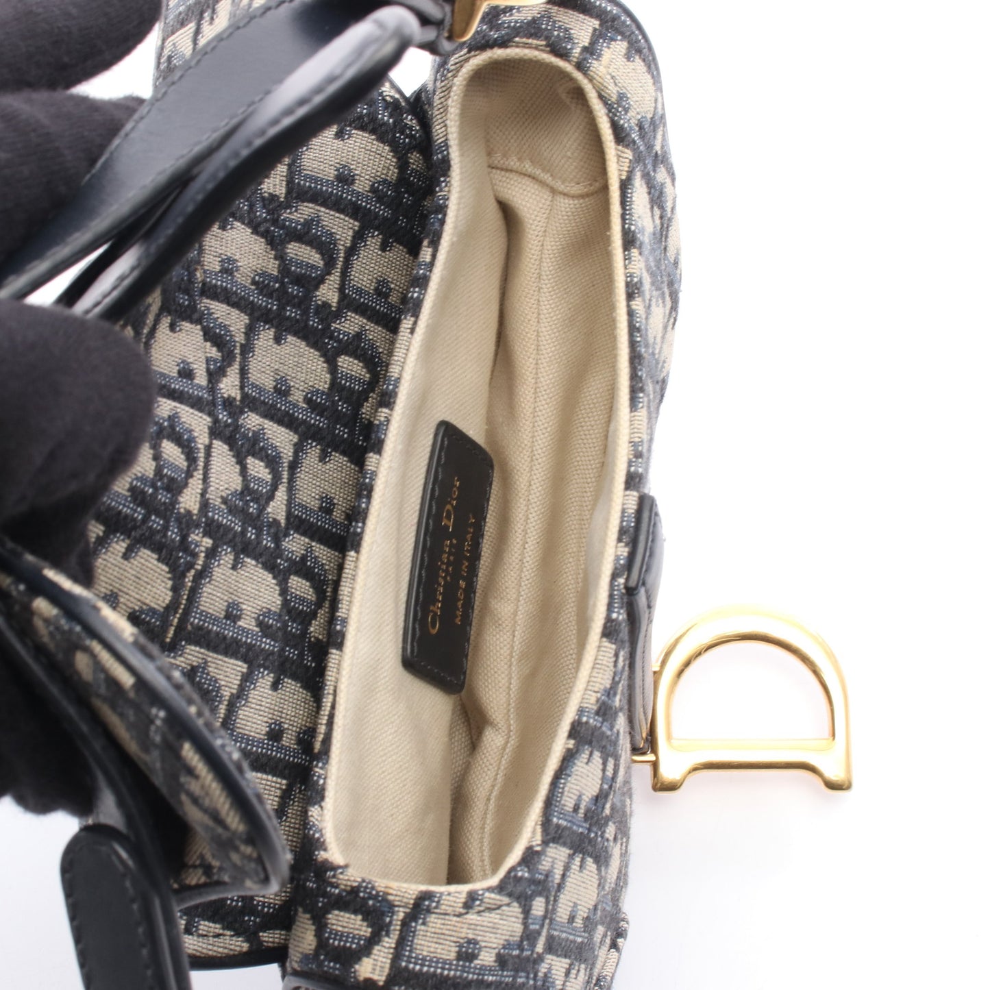 SADDLE サドル オブリーク ハンドバッグ キャンバス レザー ネイビー ベージュ クリスチャンディオール バッグ Christian Dior