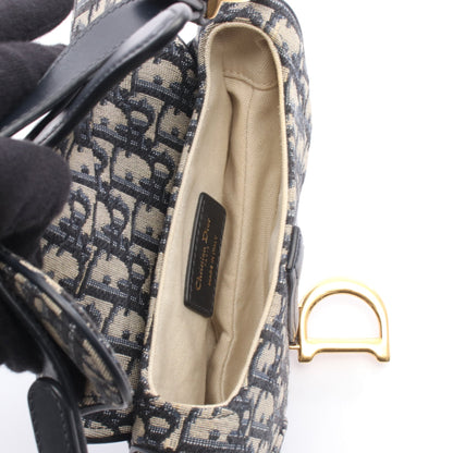 SADDLE サドル オブリーク ハンドバッグ キャンバス レザー ネイビー ベージュ クリスチャンディオール バッグ Christian Dior