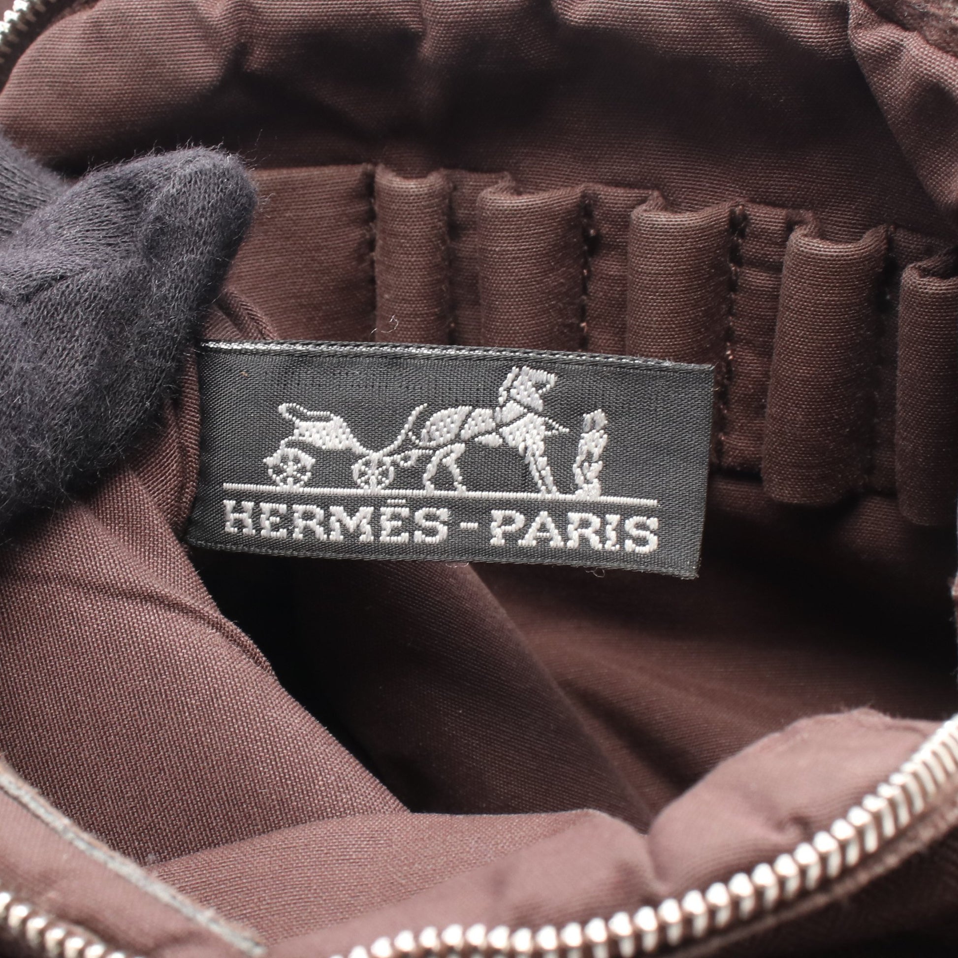 ボリード サンチュール ゴルフ ハバナ ウエストバッグ トワルシェブロン ブラウン シルバー金具 エルメス バッグ HERMES