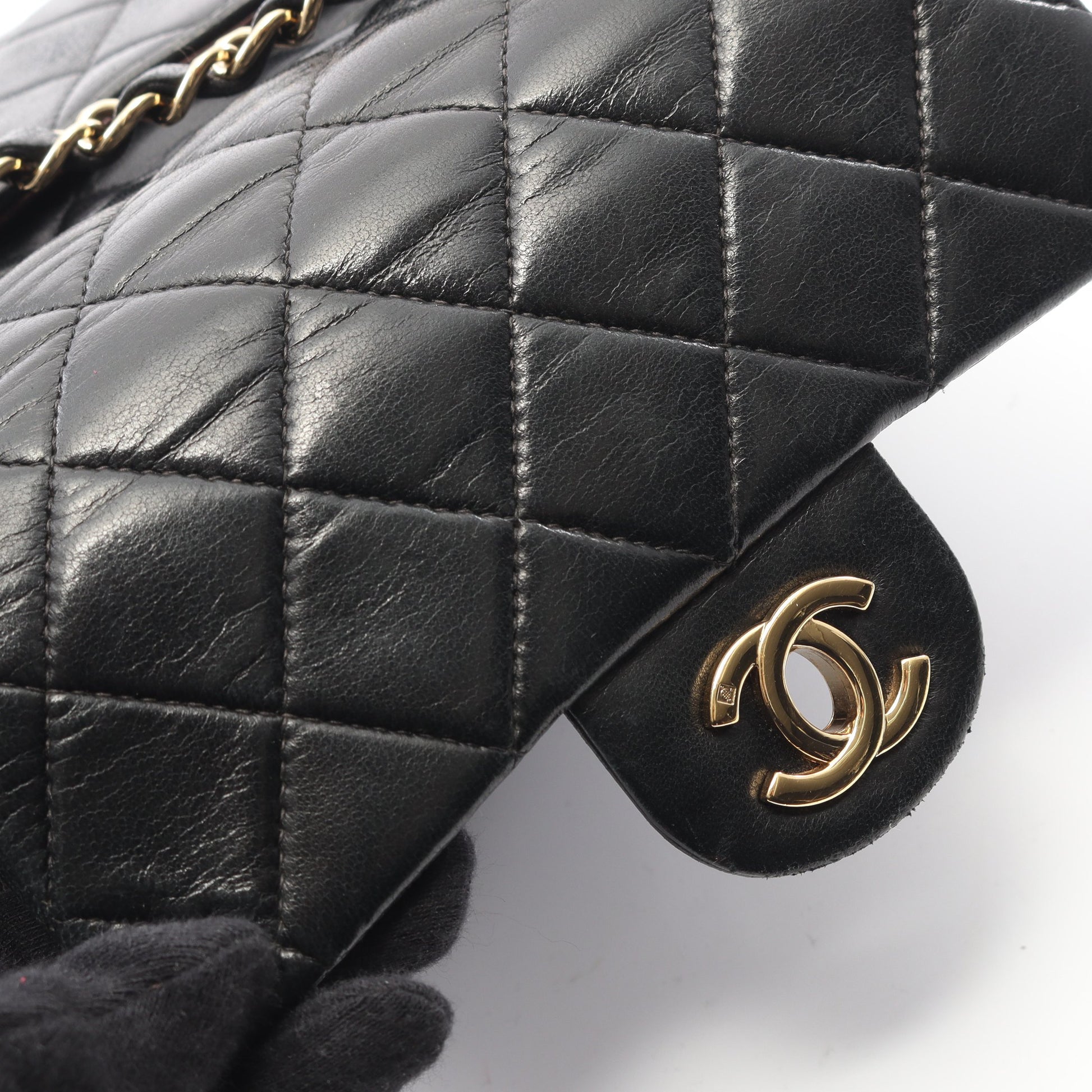 ミニマトラッセ チェーンショルダーバッグ ラムスキン ブラック ゴールド金具 シャネル バッグ CHANEL